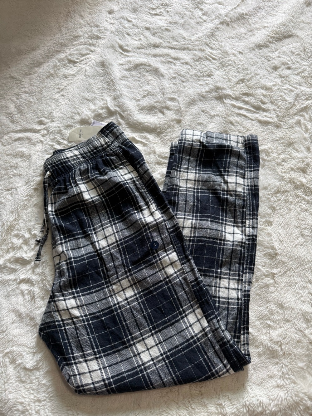 NWT Hollister Women's Flannel Plaid Pajama Sleep Pants - Black/White - Size Smal